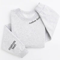 Personalized Embroidered Text Sweatshirt, Custom Quote Hoodie, Sleeve Text Shirt, Varsity Long Sleeve Shirt, Cute Mother's Day Gift