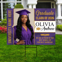 Personalized Graduation Yard Sign with Photo Class of 2026, Custom Senior 2026 Yard Sign, Graduation Party Outdoor Sign with Stakes