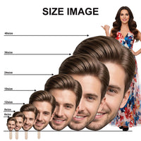 Custom Big Head on a Stick Photo Cutout, Personalized Face Fan with Wooden Handle, Funny Party Prop for Wedding, Birthday, Bachelorette