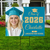 Personalized Graduation Yard Sign with Photo Class of 2026, Custom Senior 2026 Yard Sign, Graduation Party Outdoor Sign with Stakes