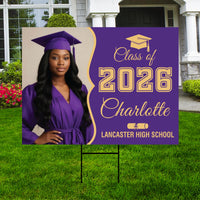 Personalized Graduation Yard Sign with Photo Class of 2026, Custom Senior 2026 Yard Sign, Graduation Party Outdoor Sign with Stakes