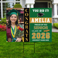 Personalized Graduation Yard Sign with Photo Class of 2026, Custom Senior 2026 Yard Sign, Graduation Party Outdoor Sign with Stakes