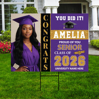 Personalized Graduation Yard Sign with Photo Class of 2026, Custom Senior 2026 Yard Sign, Graduation Party Outdoor Sign with Stakes