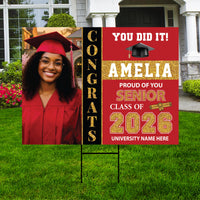 Personalized Graduation Yard Sign with Photo Class of 2026, Custom Senior 2026 Yard Sign, Graduation Party Outdoor Sign with Stakes
