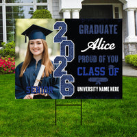 Personalized Graduation Yard Sign with Photo Class of 2026, Custom Senior 2026 Yard Sign, Graduation Party Outdoor Sign with Stakes