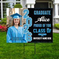 Personalized Graduation Yard Sign with Photo Class of 2026, Custom Senior 2026 Yard Sign, Graduation Party Outdoor Sign with Stakes