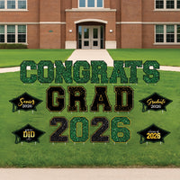 Congrats Grad 2026 Yard Sign Set, Graduation Party Lawn Decorations, Class of 2026 Outdoor Yard Decor Letters with Stakes