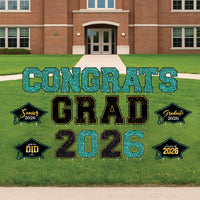 Congrats Grad 2026 Yard Sign Set, Graduation Party Lawn Decorations, Class of 2026 Outdoor Yard Decor Letters with Stakes