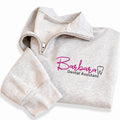 Dental Assistant Embroidered Quarter Zip Sweatshirt, Custom Name Varsity Pullover, Personalized Collared Dental Hygienist Gift