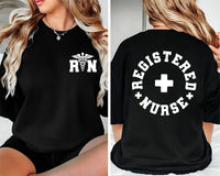 Registered Nurse Sweatshirt, RN Nurse Shirt, Leopard RN Tee, Funny Nursing Shirt, Nurse Week Shirt, Nursing Gifts, Gifts for Nurses, Front Back