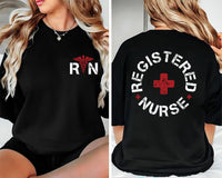 Registered Nurse Sweatshirt, RN Nurse Shirt, Leopard RN Tee, Funny Nursing Shirt, Nurse Week Shirt, Nursing Gifts, Gifts for Nurses, Front Back