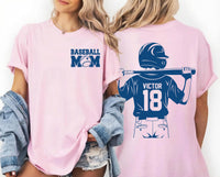 Customized Baseball Mom Shirt, Baseball Player Graphic Shirt, Your Name Number Tee, Custom Baseball Team Name Shirt, Mom's Gifts, Front Back