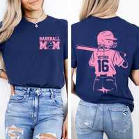 Customized Baseball Mom Shirt, Baseball Player Graphic Shirt, Your Name Number Tee, Custom Baseball Team Name Shirt, Mom's Gifts, Front Back