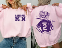 Customized Baseball Mom Shirt, Baseball Player Graphic Shirt, Your Name Number Tee, Custom Baseball Team Name Shirt, Mom's Gifts, Front Back