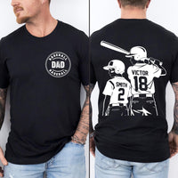Customized Baseball Dad Shirt, Player Name Number Shirt, Gameday Dad Shirt, Baseball Graphic Tee, Baseball Gifts, Gifts for Dads, Front Back