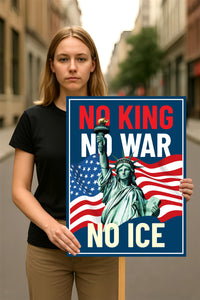 Abolish ICE No One Is Illegal Protest Sign, No Kings In America, Anti-Trump Resistance Political Protest Poster, Resist Fascism Rally Sign