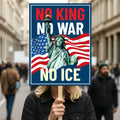 Abolish ICE No One Is Illegal Protest Sign, No Kings In America, Anti-Trump Resistance Political Protest Poster, Resist Fascism Rally Sign
