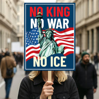 Abolish ICE No One Is Illegal Protest Sign, No Kings In America, Anti-Trump Resistance Political Protest Poster, Resist Fascism Rally Sign