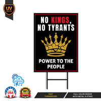 No Kings In America Yard Sign - Resist Hate Lawn Sign, Anti-Trump Sign, Resist Racism, Resist Fascism Yard Sign with Metal H-Stake