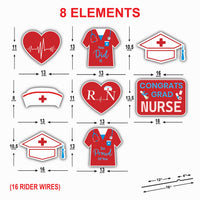 Nurse Graduation Yard Sign Set, Congrats Grad Nurse Lawn Decorations, RN Graduation Party Outdoor Yard Decor with Stakes 2026