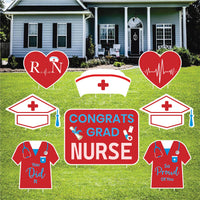 Nurse Graduation Yard Sign Set, Congrats Grad Nurse Lawn Decorations, RN Graduation Party Outdoor Yard Decor with Stakes 2026