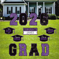 Personalized GRAD 2026 Yard Sign Set, Custom Name Graduation Lawn Decorations, Congrats Grad Outdoor Party Decor with Stakes 2026