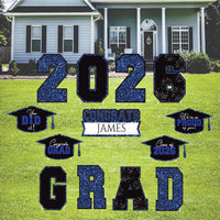Personalized GRAD 2026 Yard Sign Set, Custom Name Graduation Lawn Decorations, Congrats Grad Outdoor Party Decor with Stakes 2026