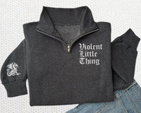 Fourth Wing Dragon Embroidered Quarter Zip Sweatshirt, Book Lover Pullover, Fantasy Reader Gift, Dragon Sleeve Cozy Zip Sweater