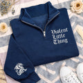 Fourth Wing Dragon Embroidered Quarter Zip Sweatshirt, Book Lover Pullover, Fantasy Reader Gift, Dragon Sleeve Cozy Zip Sweater