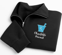 Pharmacist Embroidered Quarter Zip Sweatshirt, RX Mortar Pharmacy Pullover, Pharmacy Tech Student Gift, Medical Professional Zip