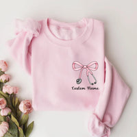 Custom Nurse Sweatshirt, Bow Stethoscope Shirt, Personalized Nurse Tee, Healthcare Worker Shirt, Doctor Nurse Shirt, Gifts for Nurses