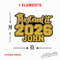 Custom Name Mastered It 2026 Yard Sign, Graduation Lawn Decoration, Class of 2026 Outdoor Yard Decor, Congrats Grad Party Sign with Stakes