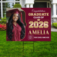 Personalized Graduation Yard Sign 2026 with Photo, Graduate Picture Sign, Class of 2026, Custom Graduation 2026 Yard Sign with Metal H-Stake
