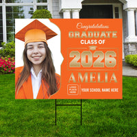 Personalized Graduation Yard Sign 2026 with Photo, Graduate Picture Sign, Class of 2026, Custom Graduation 2026 Yard Sign with Metal H-Stake