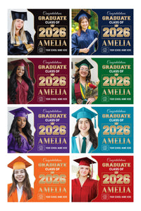 Personalized Graduation Yard Sign 2026 with Photo, Graduate Picture Sign, Class of 2026, Custom Graduation 2026 Yard Sign with Metal H-Stake