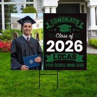 Personalized Graduation Yard Sign 2026 with Photo, Graduate Picture Sign, Class of 2026, Custom Graduation 2026 Yard Sign with Metal H-Stake
