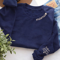 Custom Mama Embroidered Sweatshirt, Kids Names Sleeve Hoodie, Personalized Mom Shirt, Mommy Long Sleeve Shirt, Pregnancy Birthday Gift