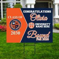 Personalized College Bound Yard Sign, College Logo Sign, Class of 2026 Custom Graduate College University Bound Yard Sign with Metal H-Stake