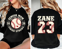 Baseball Senior Night Mom Shirt, Senior Mama 2026 Shirt, Finish Strong Baseball Tee, Proud Baseball Mom Shirt, Gifts for Moms, Front Back