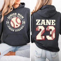 Baseball Senior Night Mom Shirt, Senior Mama 2026 Shirt, Finish Strong Baseball Tee, Proud Baseball Mom Shirt, Gifts for Moms, Front Back