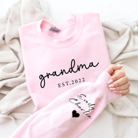 Personalized Grandma Sweatshirt, Custom Grandmother Shirt, Grandchildren Names Sleeve Tee, New Nana Outfit Shirt, Grandma Gift, Front Sleeve