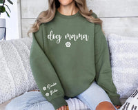 Personalized Dog Mama Sweatshirt, Custom Dog Mom Shirt, Dog Owner Outfit Tee, Dog Mama Clothing, Birthday Tee, Dog Mom Gifts, Front Sleeve