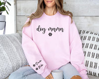 Personalized Dog Mama Sweatshirt, Custom Dog Mom Shirt, Dog Owner Outfit Tee, Dog Mama Clothing, Birthday Tee, Dog Mom Gifts, Front Sleeve