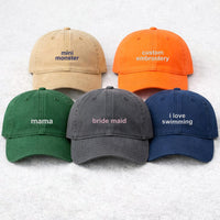 Custom Text Embroidered Hat, Personalized Saying Cap, Vintage Dad Hat, Custom Baseball Cap Gift for Mom Dad, Bachelorette Camp Hat