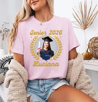 Custom Photo Senior 2026 Shirt, Custom Name Graduation Shirt, Class of 2026 Tee, Personalized Senior Shirt, Back Bow Design Shirt, Grad Gift