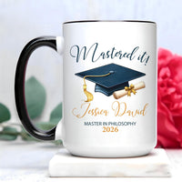 Masters Degree Mug Mastered It Coffee Mug, Masters Graduation Gift, Personalized Masters Degree Mug, Graduation Coffee Cup