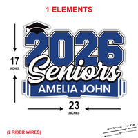 Personalized 2026 Seniors Yard Sign Name & School Name, Graduation Lawn Decoration, Class of 2026 Outdoor Yard Sign with Stakes