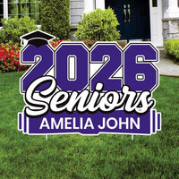 Personalized 2026 Seniors Yard Sign Name & School Name, Graduation Lawn Decoration, Class of 2026 Outdoor Yard Sign with Stakes