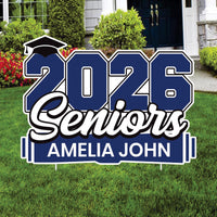 Personalized 2026 Seniors Yard Sign Name & School Name, Graduation Lawn Decoration, Class of 2026 Outdoor Yard Sign with Stakes