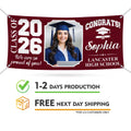 Custom Senior Graduation Banner with Photo Class of 2026, Personalized Graduation Party Banner, School Celebration Vinyl Banner